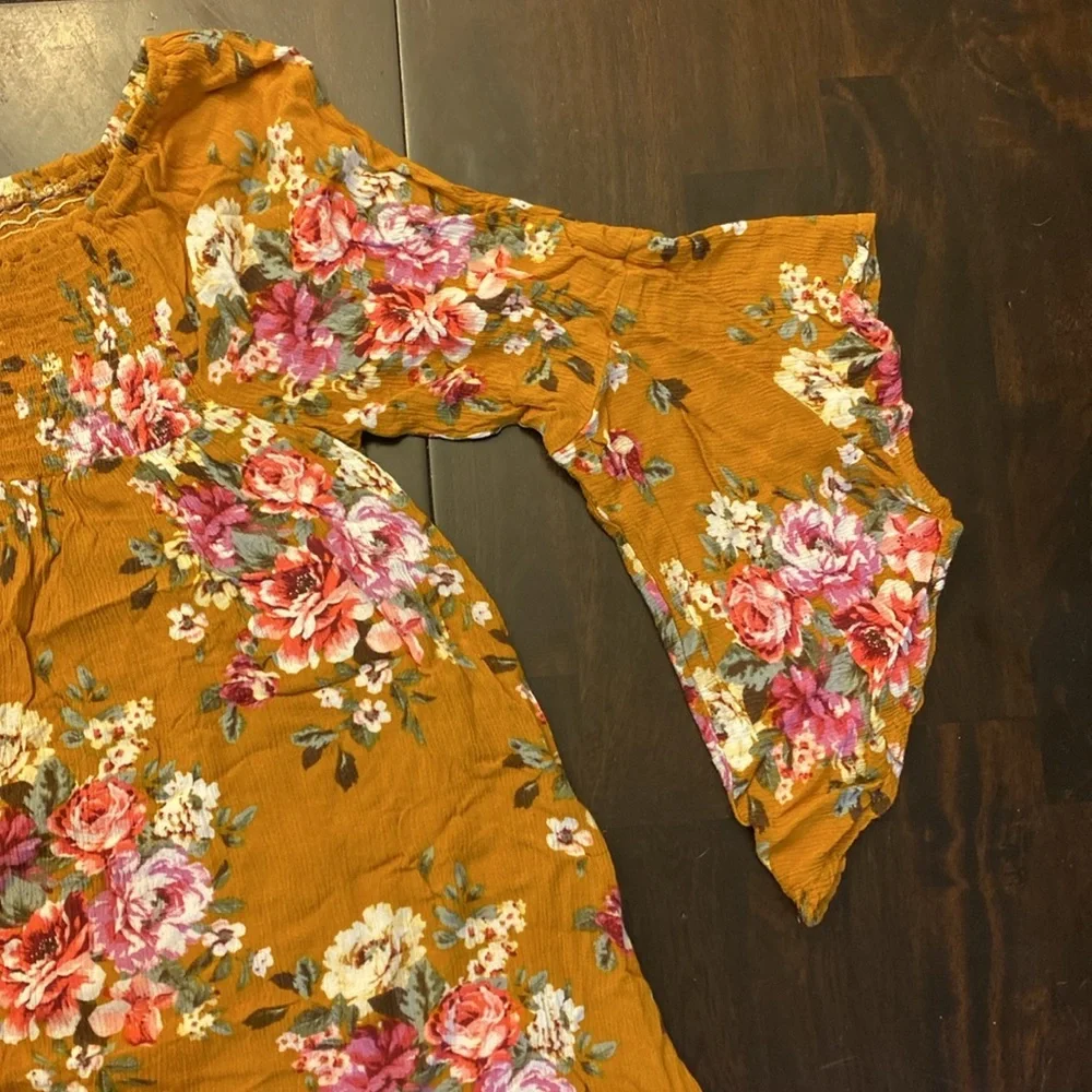 Mittoshop Mustard Floral Bohemian Tunic - Size Large - Picture 11 of 16